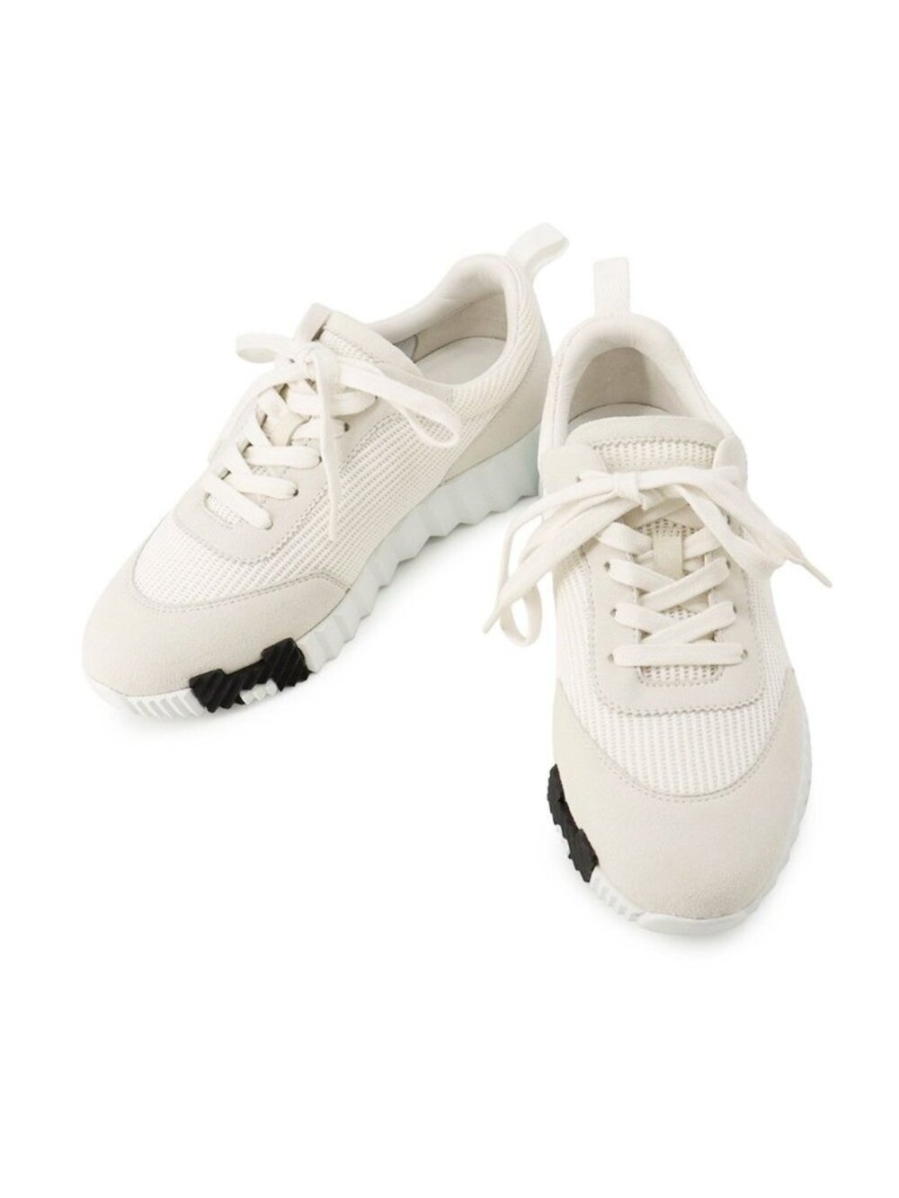 Hermes Sneakers Bounding Mesh Velour Shoes White